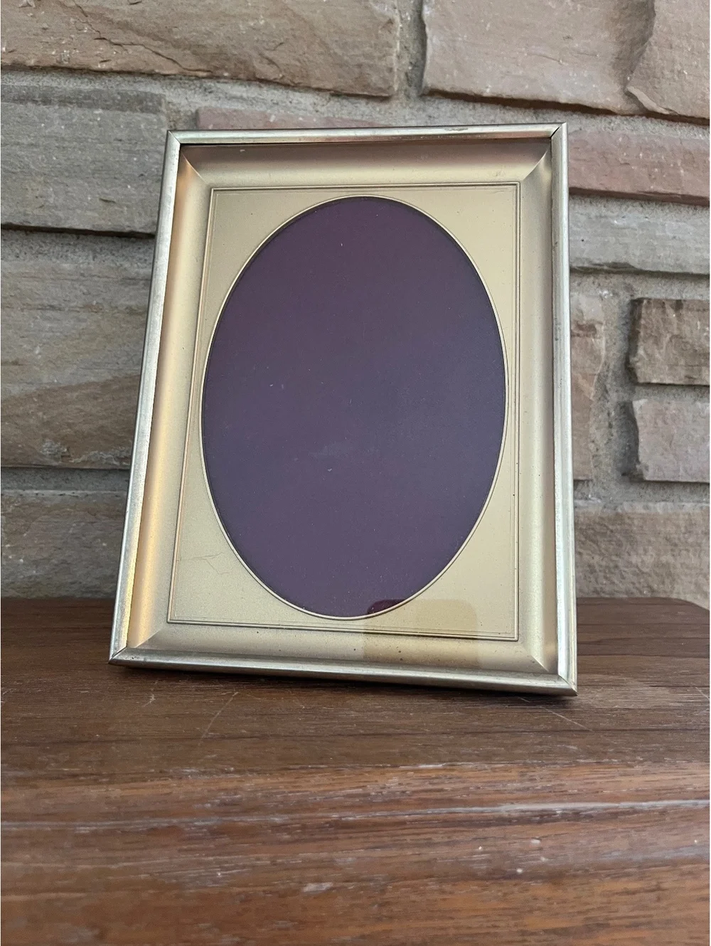 Vintage Gold-Tone Oval Photo Frame with Velvet Back Stand, 6x8 Inches